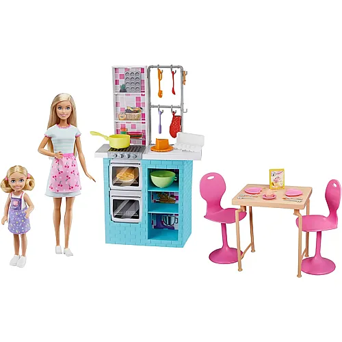 Schwestern Backspielset mit Barbie-Puppe & Chelsea-Puppe