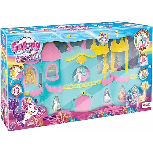 CRAZE GALUPY Mermaid Magic Castle - Spielset mit verschlie�barem Schloss, 1x Einhorn Figur mit Meerjungfrauenflosse und viel Zubeh�r