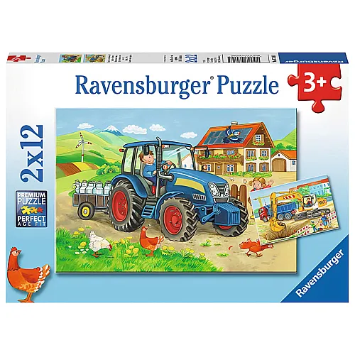 Ravensburger Puzzle Baustelle und Bauernhof (2x12)