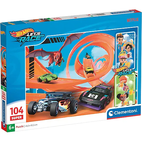 Clementoni Puzzle Supercolor Hot Wheels Let's Race (104Teile)