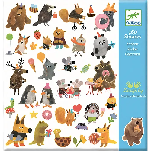 Djeco Kreativ Stickers Flauschige Freunde - 160 Teile