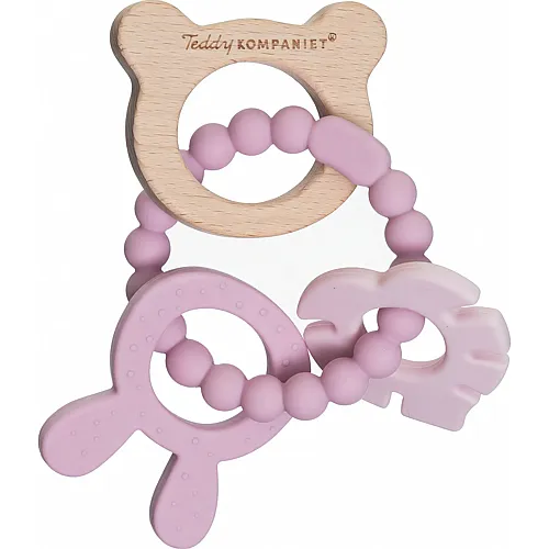Teddykompaniet Beissring Aus Holz & Silikon Pink
