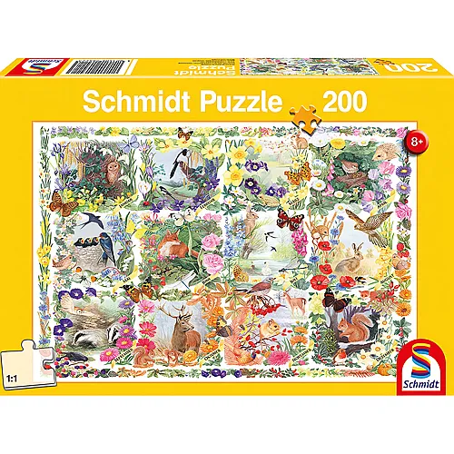 Schmidt Puzzle Tiere & Blumen Jahreszeiten (200XXL)