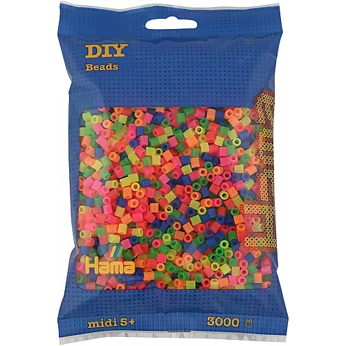 Hama Sicherungsperlen Mix - Neon (201-51), 3000St.