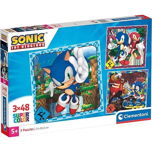 Clementoni Puzzle Supercolor 3in1 Sonic The Hedgehog (48Teile)
