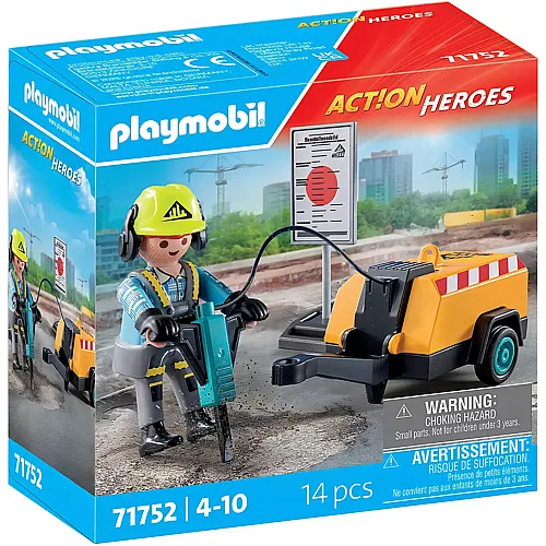 PLAYMOBIL Action Heroes Bauarbeiter mit Meissel (71752)