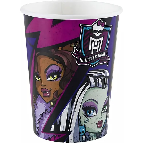 Amscan Pappbecher Monster High 250 ml - 8 Teile