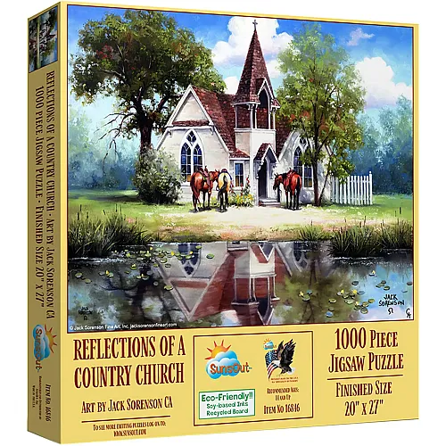 Spiegelbild einer Dorfkirche - 1000 Teile