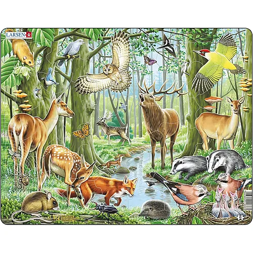 Larsen Puzzle Europ�ische Waldtiere - 40 Teile