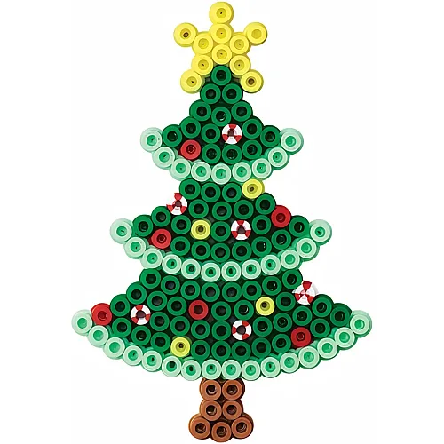 Hama Perlen 4108 Kleines Set Weihnachtsbaum mit ca. 450 bunten Midi B�gelperlen mit Durchmesser 5 mm, Stiftplatte und