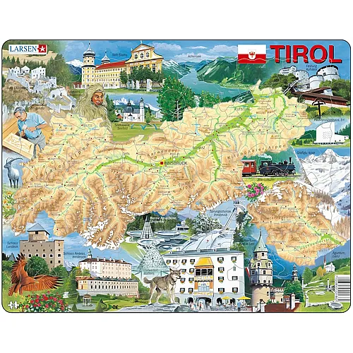 Larsen Puzzle Karte von Tirol - 66 Teile