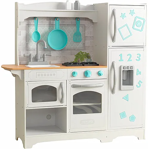 KidKraft Countryside Kinderk�che aus Holz mit Zubeh�r und K�hlschrank mit Magneten, Spielk�che mit Pfanne und Spatel, Spielzeug