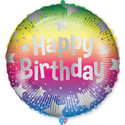 Folienballon Happy Birthday Rainbow Stars