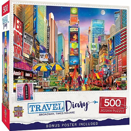 Master Pieces Puzzle Travel Diary Broadway, Times Square - 500 Teile