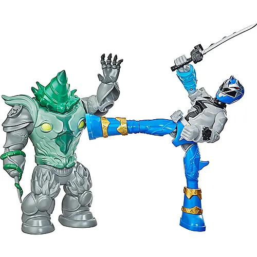 Hasbro Battle Attackers Dino Fury Power Rangers Blauer Ranger vs Shockhorn