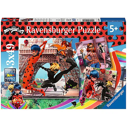 Ravensburger Puzzle Miraculous Unsere Helden Ladybug und Cat Noir (3x49)