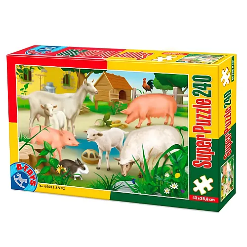 DToys Puzzle Tiere vom Bauernhof: Schweine, Schafe und Kaninchen - 240 Teile