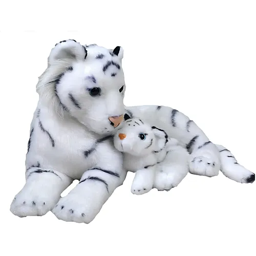 Weisser Tiger mit Baby 38cm