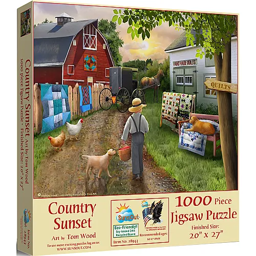 SunsOut Puzzle Tom Wood Country Sunset - 1000 Teile