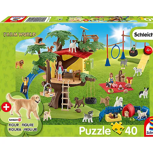 Schmidt Puzzle Frhliche Hunde inkl. Schleich-Figur (40Teile)