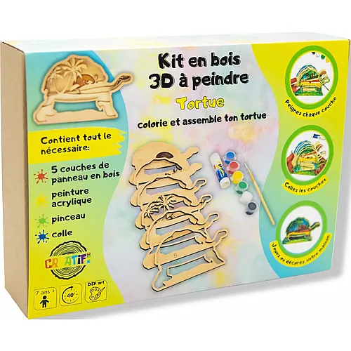 Creatif Wood Kit EN Bois 3D A Peindre Tortue