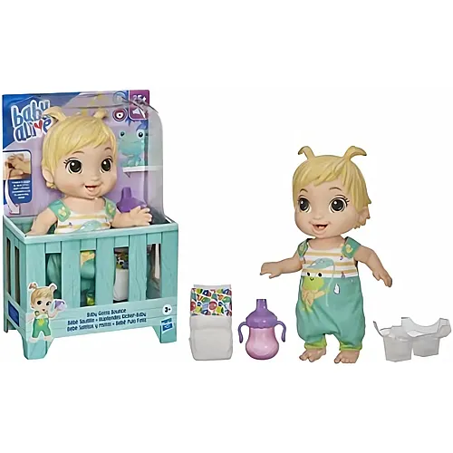 Hasbro Baby Alive H�pfendes Kicher-Baby, Frosch-Outfit, 25 Ger�usche, trinkt und Macht PIPI, blondhaarige Puppe f�r Kinder ab 3 Jahren