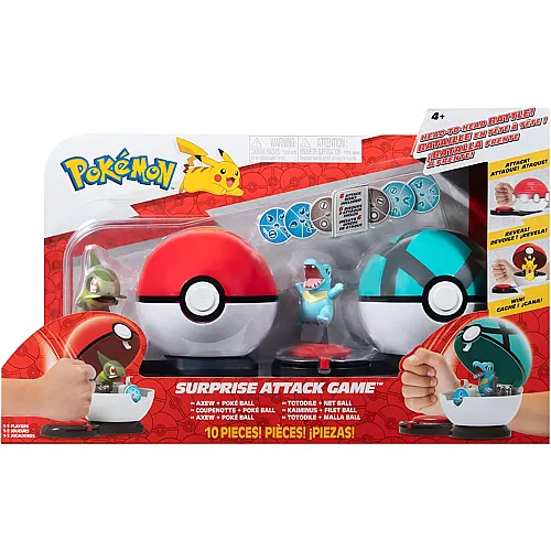 Jazwares Pok�mon Surprise Attack Game � Axew Pokeball vs. Totodile Net Ball