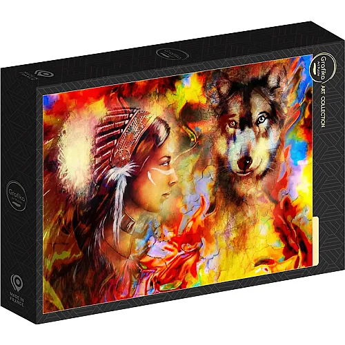 Grafika Puzzle Art Collection Die indiasche Frau und der Wolf (500Teile)