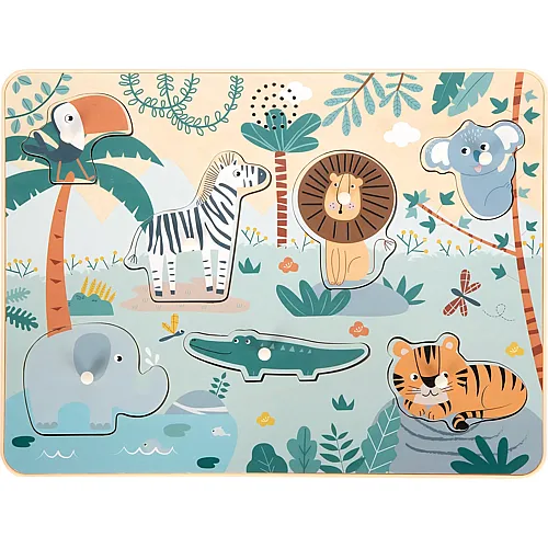 Small Foot � Holzpuzzle mit Tierger�uschen (Safari)