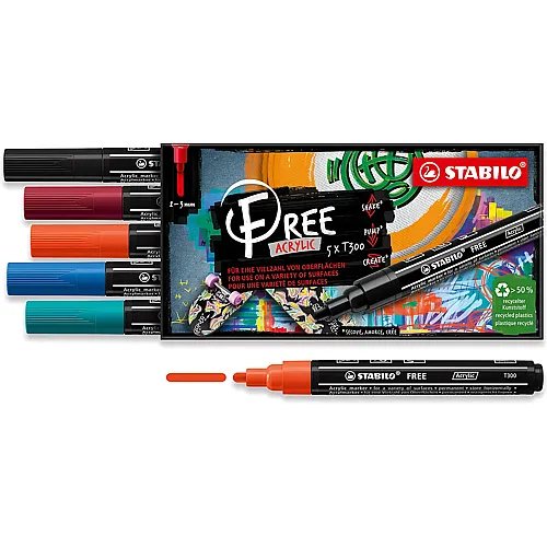 Stabilo Free Acrylic T300 Urban 5 - 5 Teile