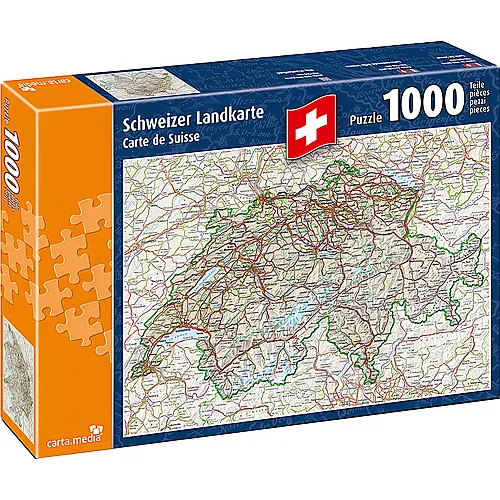 carta media Puzzle Swiss Collection Schweizer Landkarte (1000Teile)
