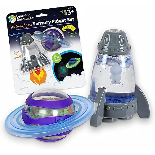 Learning Resources Soothing Space Fidget-Set , Ab 3 Jahren, Beruhigendes Weltraum-Sinnes-Spielzeug, Glitzereffekte & Licht, Stressabbau