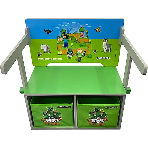 Umklappbare Sitzbank mit Armlehne zum Spieltisch