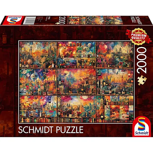 Schmidt Puzzle Genussvolle Auszeit, Auf Reisen mit B�chern und Wein - 2000 Teile