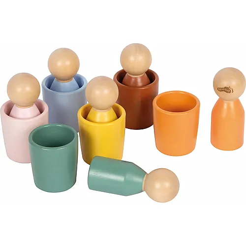 Small Foot Kleiner Fu� � Montessori-Sortierbecher aus Holz mit Figuren