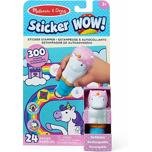 Melissa & Doug Sticker WOW Einhorn Stickerstempel und Block - mit 300 Stickern, Aufkleberstempel und 24-seitigem Besch�ftigungsblock
