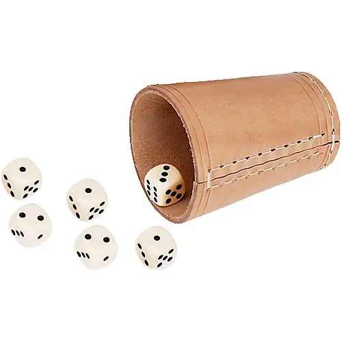 Qualitäts Leder-Würfelbecher mit 6 Würfeln