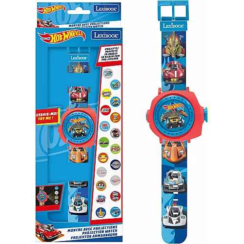 Lexibook Hot Wheels, Uhr mit Verstellbarer Projektion und digitalem Display, 20 Hot Wheels-Bilder, f�r Kinder, Blau