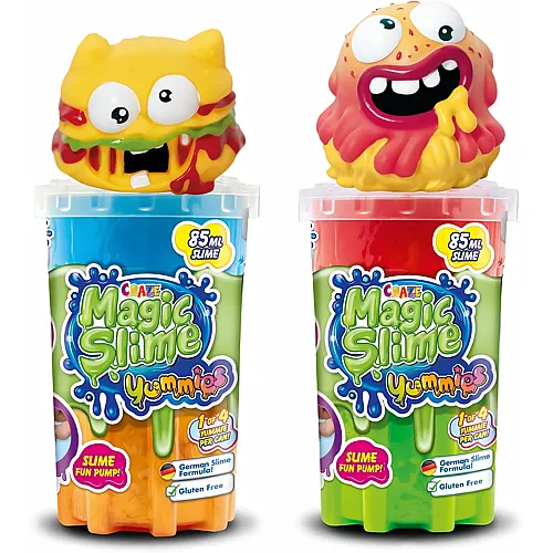 CRAZE Magic Slime YUMMIES 2er Pack | Schleim Kinder in Neonfarben Farbmischungen mit verschiedenen Saugcharakteren - 2X 85