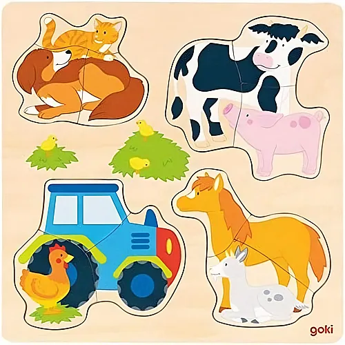 Goki Einlegepuzzle Bauernhoftiere (12Teile)