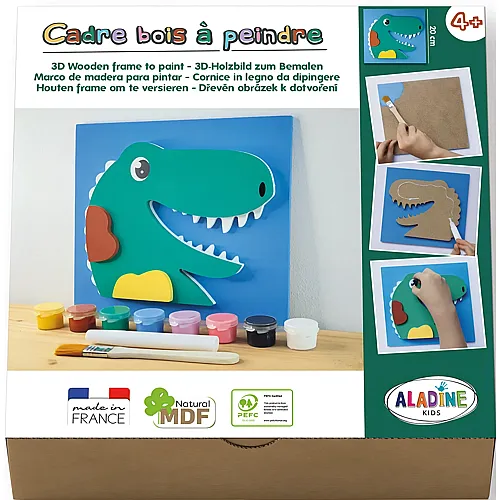 Aladine 3D-Holzbild zum Bemalen Dinosaurier