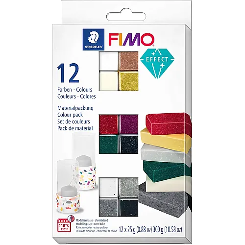 Fimo Effect Modelliermasse mit 12 Effekt-Farben - 12 x 25 g