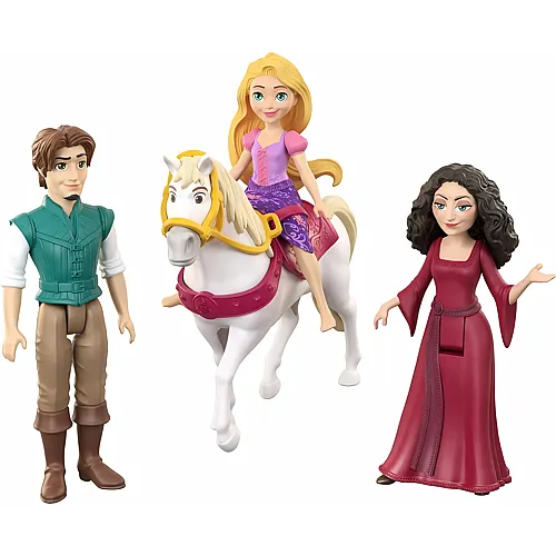 4er-Set mit Rapunzel, Flynn Rider und Mutter Gothel sowie Pferd Maximus