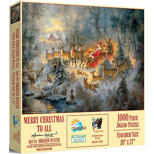 SunsOut Puzzle Abraham Hunter Merry Christmas to All - 1000 Teile