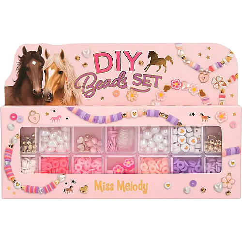 Depesche Miss Melody - DIY Perlen Set, 12 Sorten Perlen in versch. Farben und Formen, zum kreativen Gestalten von Armb�ndern