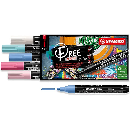 Stabilo FREE Acrylic T300 Candy - 5 Teile