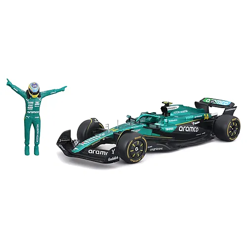 Aston Martin F1 AMR25 Alonso 2025 con statuetta