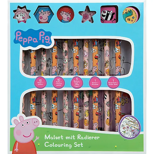 Undercover Peppa Pig Malset mit Radierer - 29 Teile