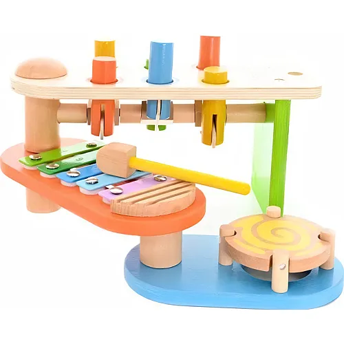 EverEarth Xylophon und Klopfbank aus nachhaltigem Holz - 2-in-1-Musik- und Motorikspielzeug f�r Kinder - Umweltfreundliches