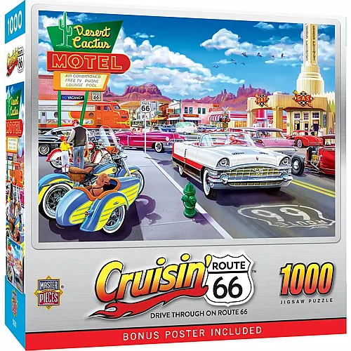 Master Pieces Puzzle Cruisin Route 66 Drive-In auf der Route 66 - 1000 Teile